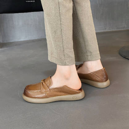 Vintage Soft Sole Shoes Top Grain Leather Slip-on Loafers