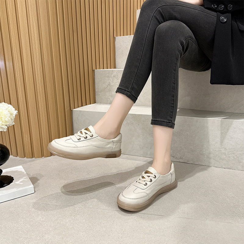 Genuine Leather Round Toe Shallow Casual Comfortable Flat Shoes