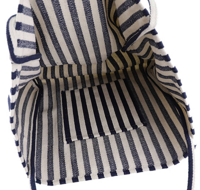 Retro Canvas Casual Thin Striped Versatile Plus Size Tote Bag