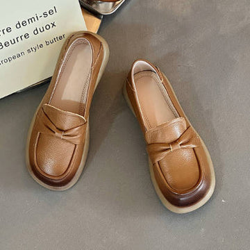 Vintage Soft Sole Shoes Top Grain Leather Slip-on Loafers