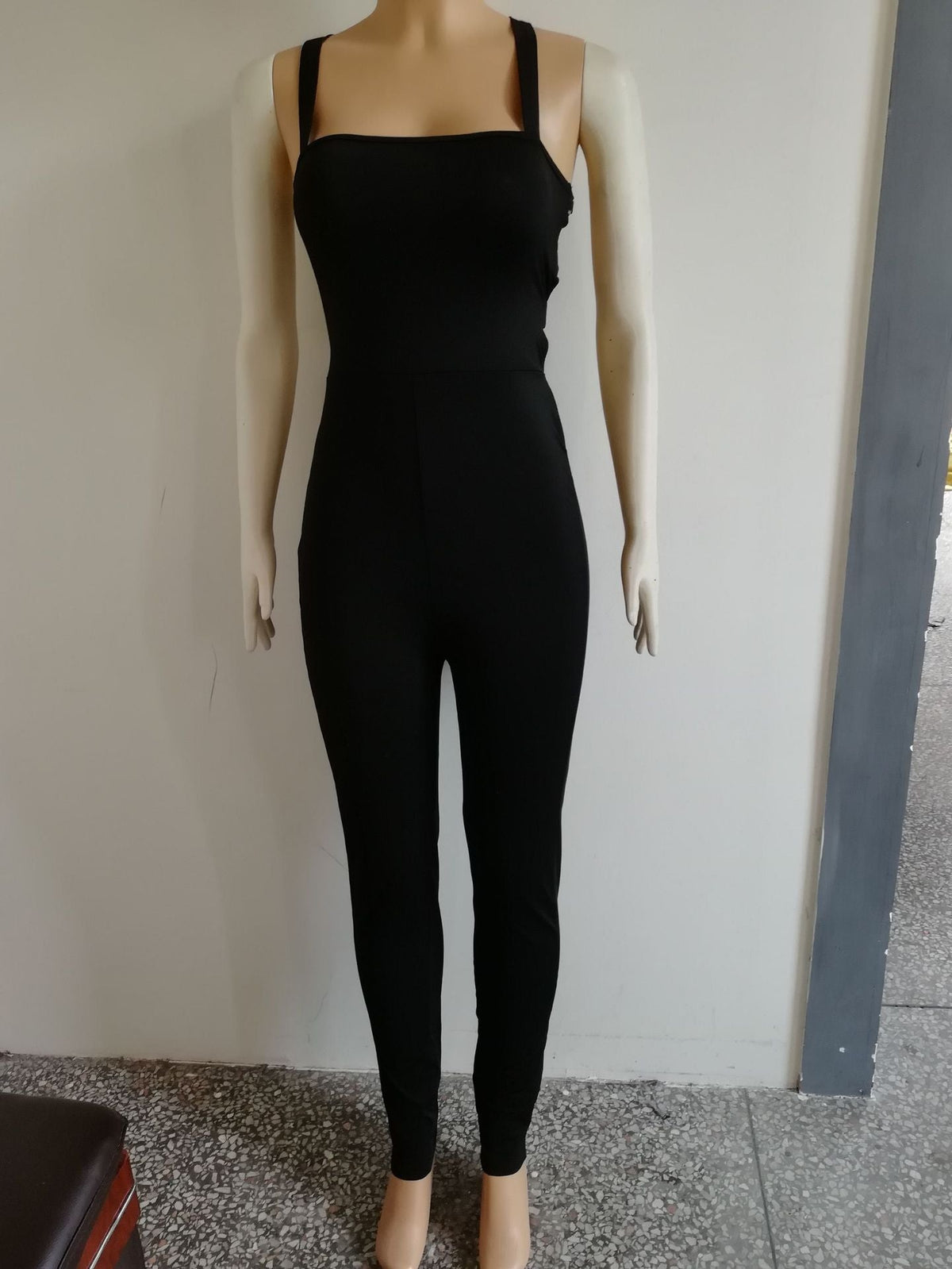 CANDY COLOR SPAGHETTI STRAPS LONG BACKLESS JUMPSUIT