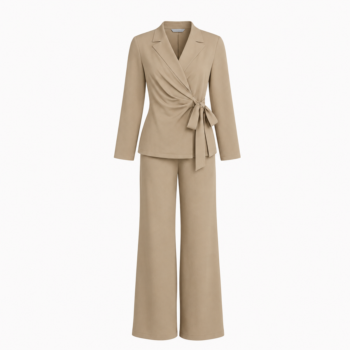 Wrap Tie Blazer & Wide Leg Pants Set