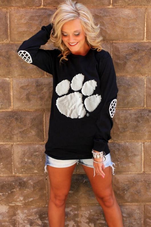 BEAR'S-PAW PRINT LONG SLEEVES BLOUSE