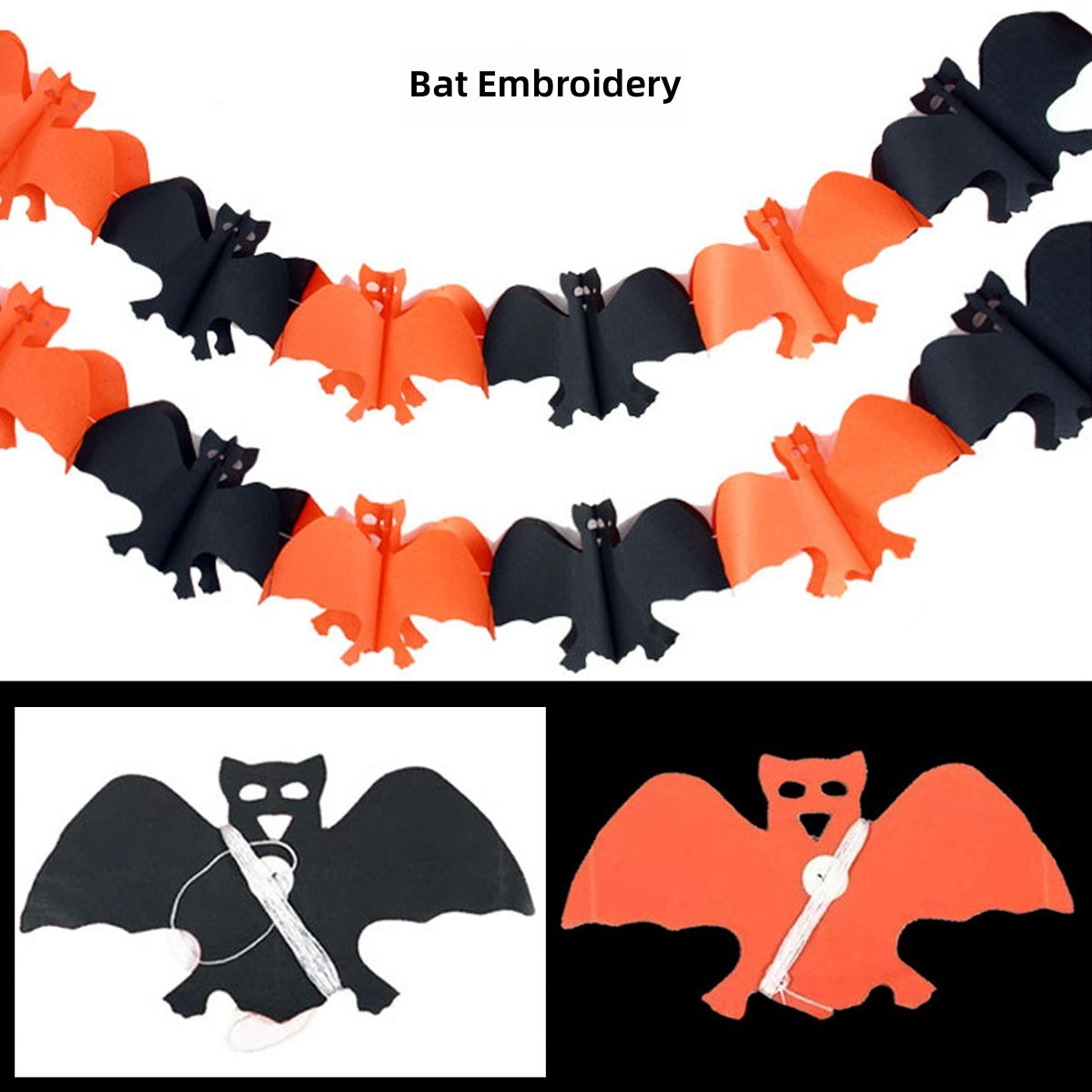 Halloween Party Decorations Black Orange Bats Flags Streamers Balloons Set