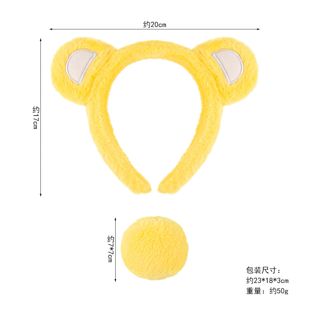 5pcs/Set Halloween Animal Headband Bear Ears Strawberry Bear Plush Nose Set