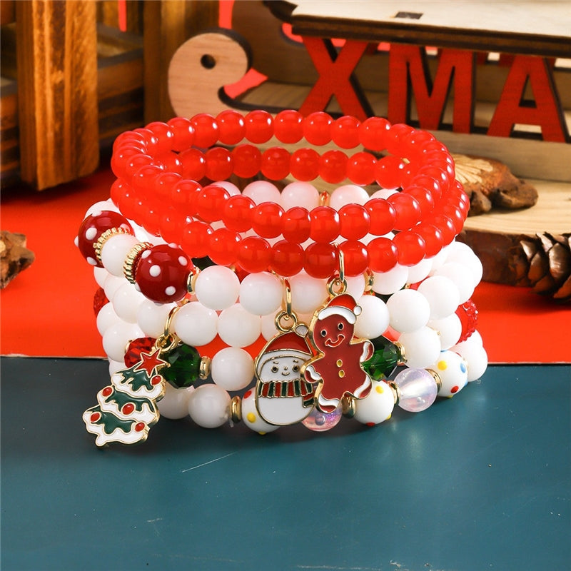 Santa Claus Christmas Tree Snowman Bracelet Set