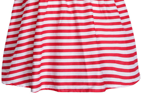 SPLICING HALF SLEEVE OFF SHOULDER STRIPED SHORT SKATER DRESS