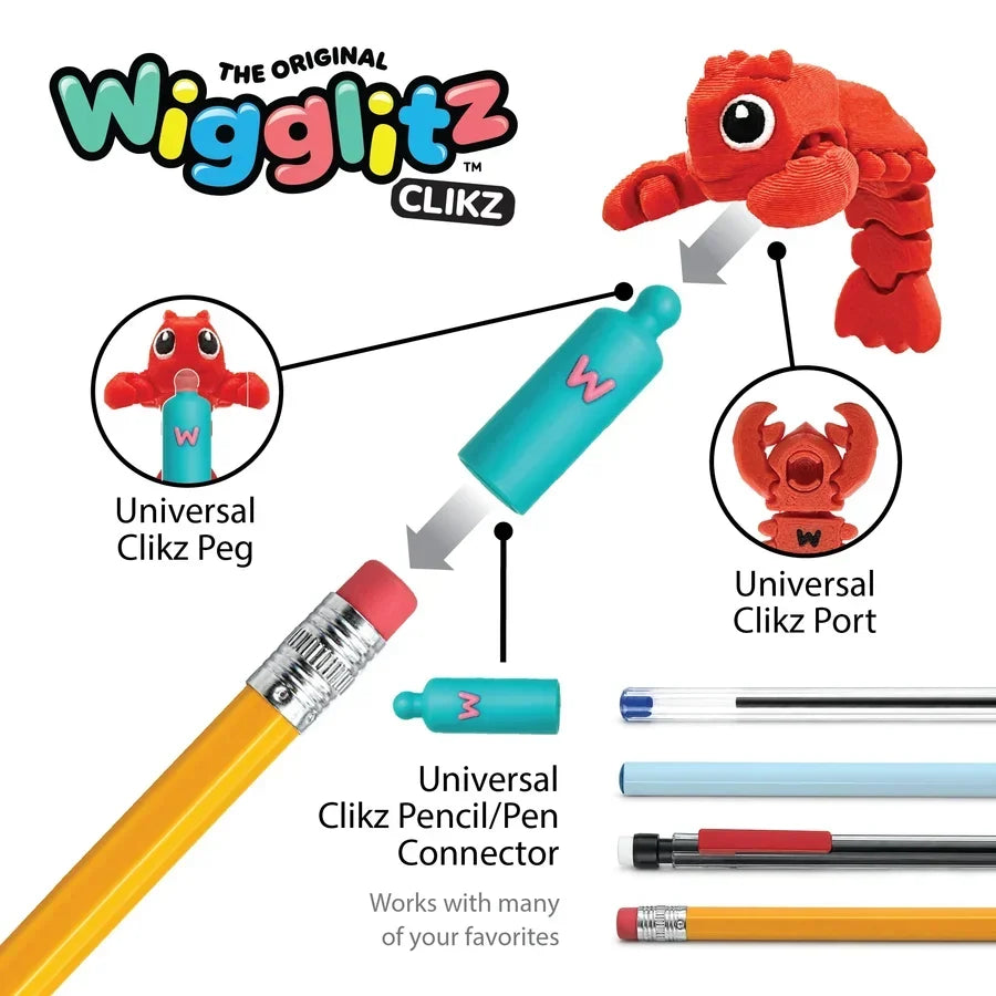 Wigglitz Clikz 2 Pack Pencil Toppers - Winky Alien & Pom Pom French Fries