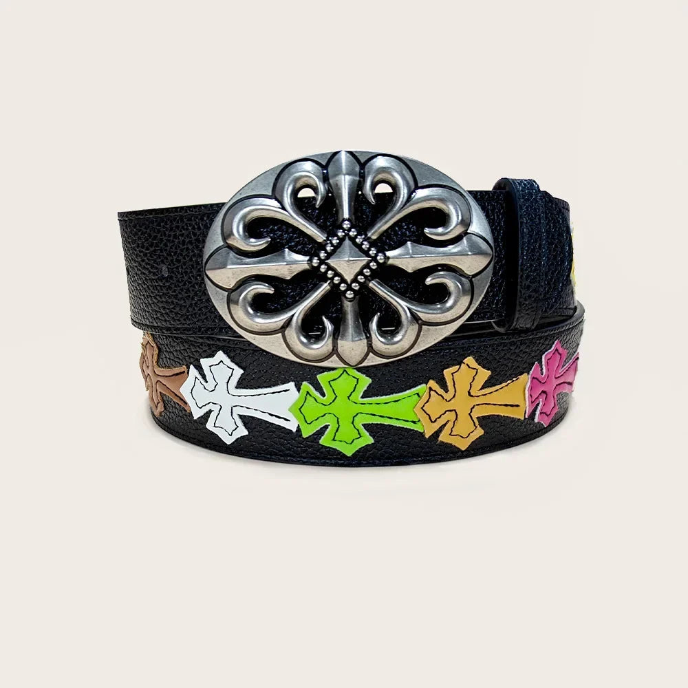 Colorful Cross Buckle Belt