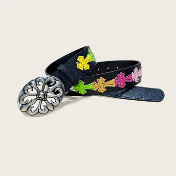 Colorful Cross Buckle Belt