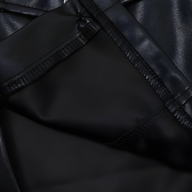Faux Leather Cropped Jacket