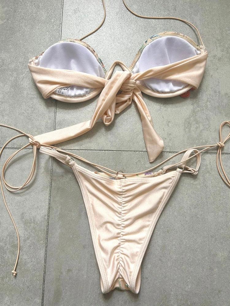 Floral Embroidered Bikini Set