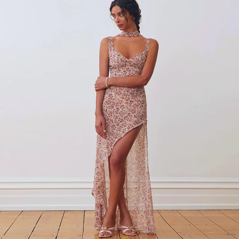 Floral High Slit Maxi Dress