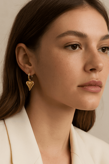 Golden Heart Necklace & Earrings Set