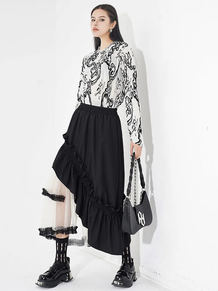 Goth Layered Midi Skirt