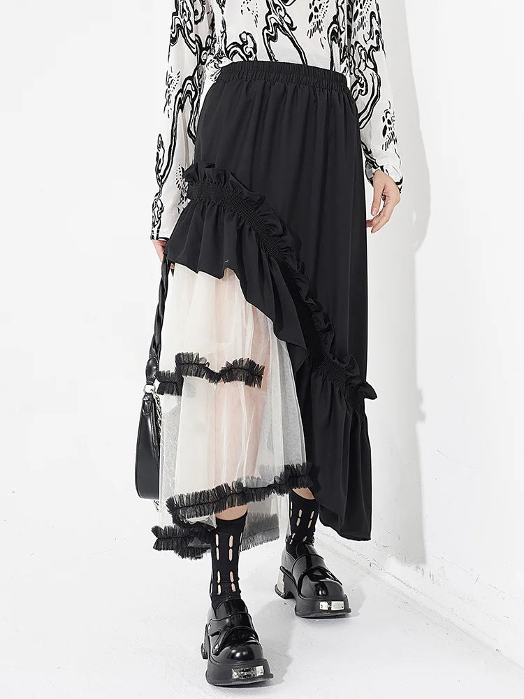Goth Layered Midi Skirt