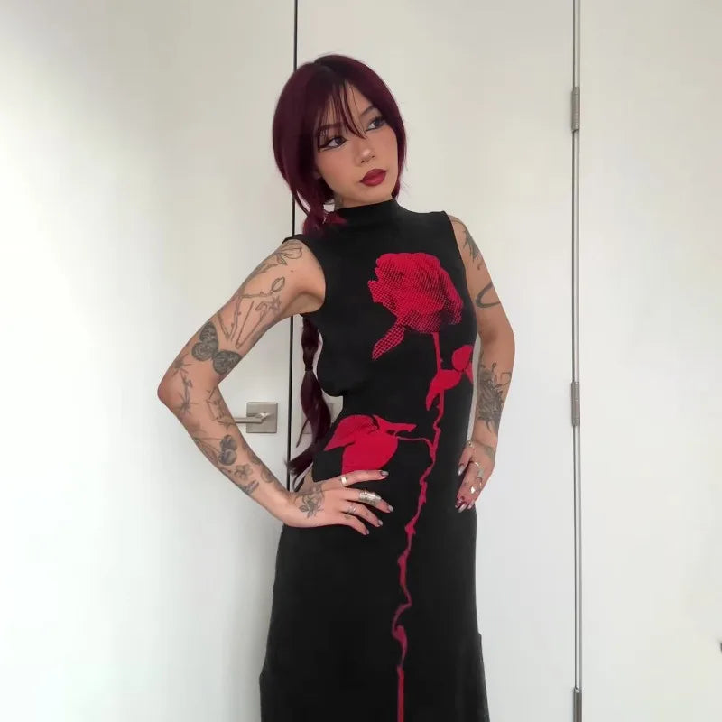 Goth Rose Maxi Dress