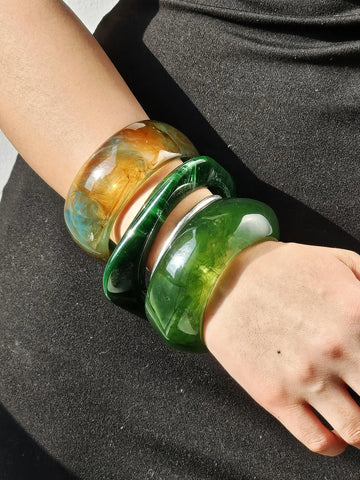 Green Chunky Resin Bracelet