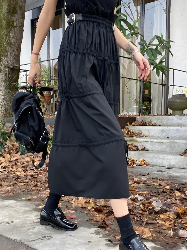 Grunge Ruched Midi Skirt