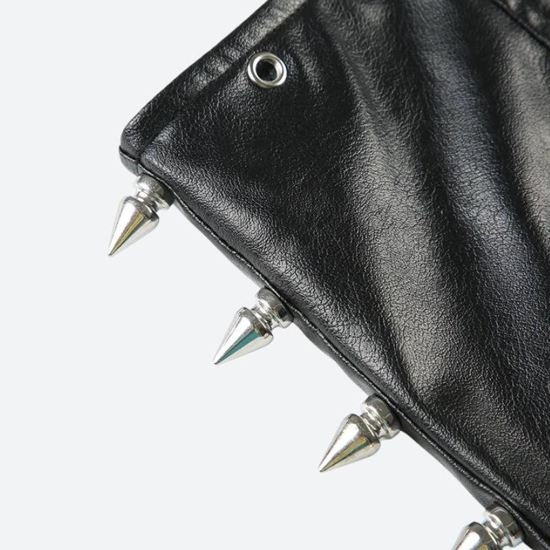 Grunge Spiked Faux Leather Mini Skirt