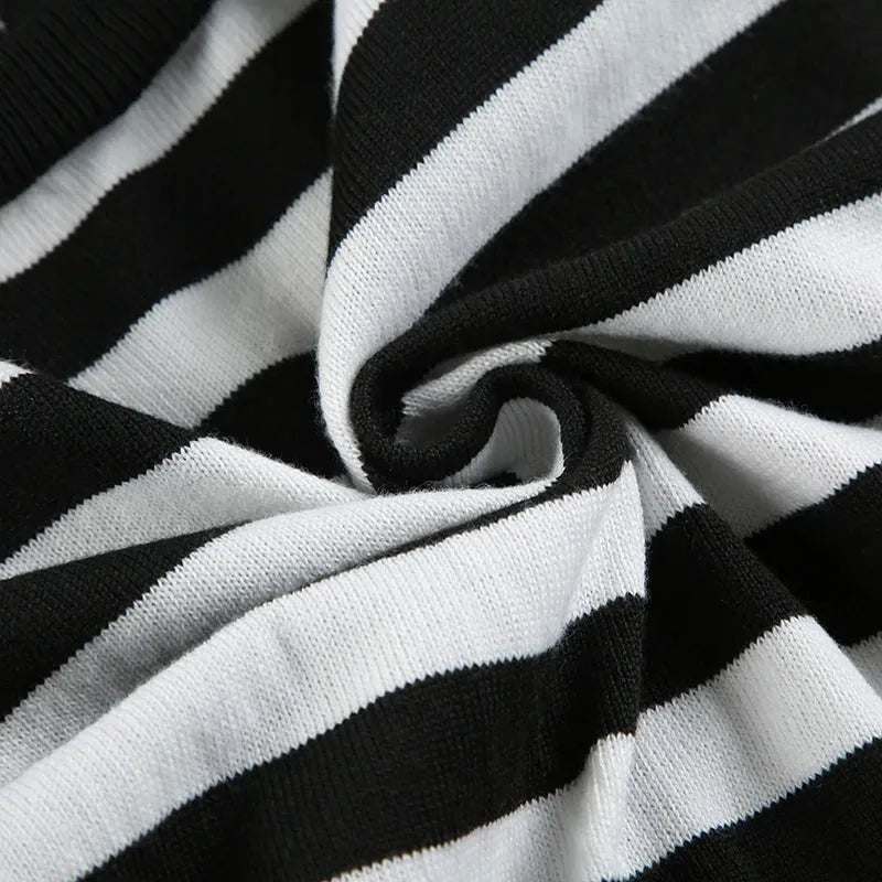 Grunge Striped Hooded Crop Top