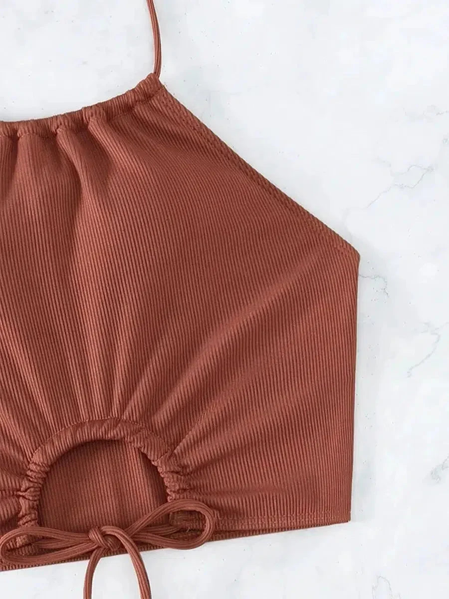 Halter Top & Swim Shorts Bikini Set