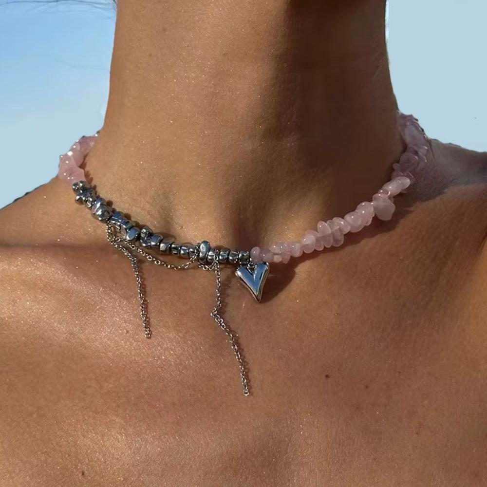 Heart Rose Quartz Necklace