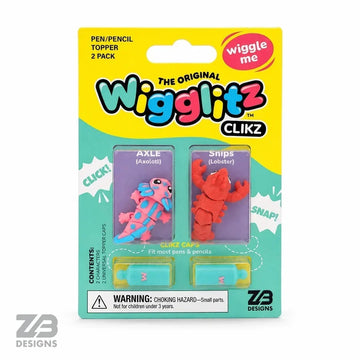 Wigglitz Clikz 2 Pack Pencil Toppers - Axle Axolotl & Snips Lobster