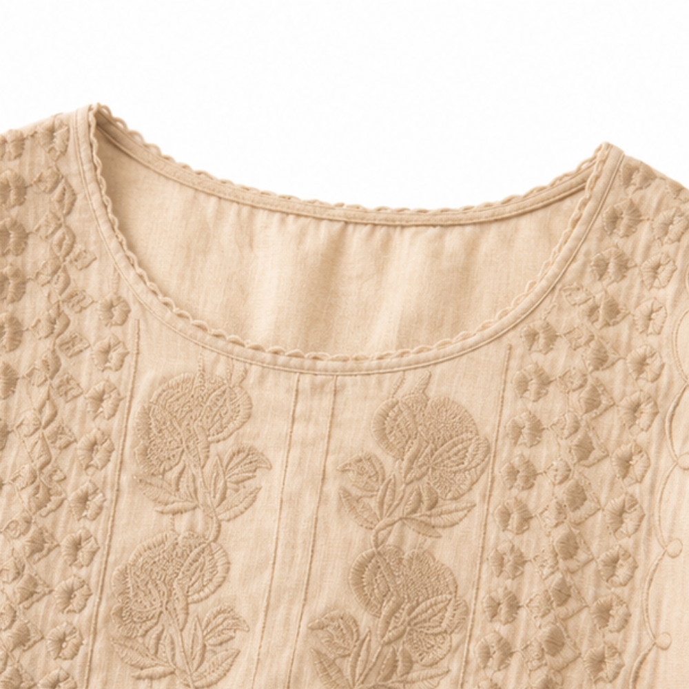 Embroidered-look Short-Sleeve Top