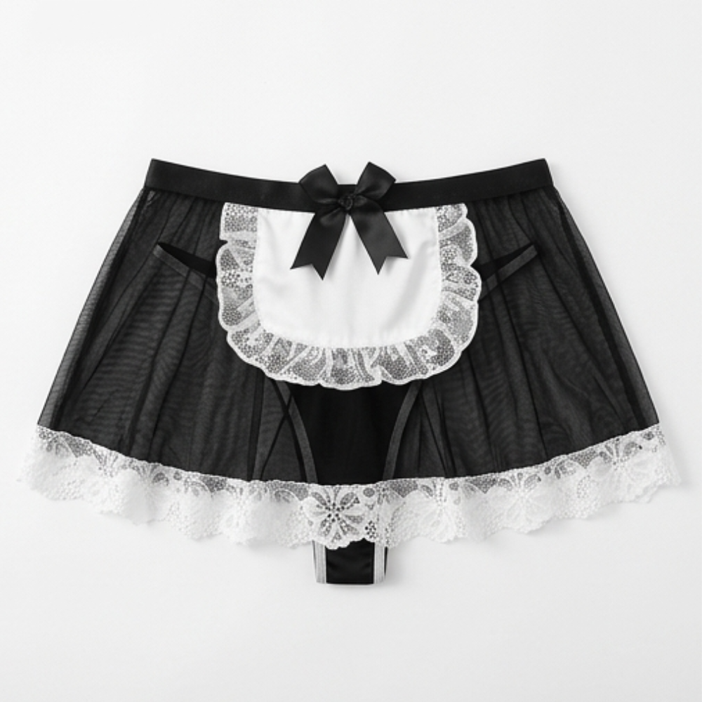 Lace Maid Lingerie Set with Pearl Chain