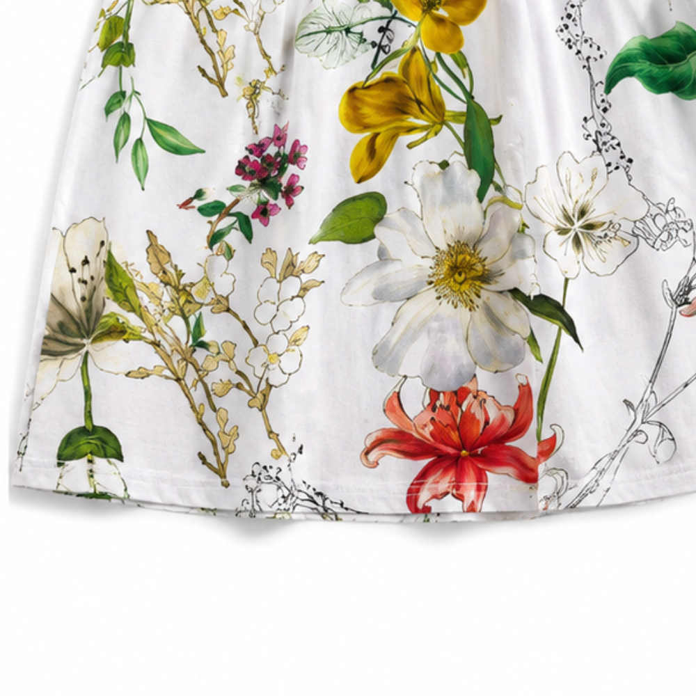 Floral Print Round-Neck Midi Dress