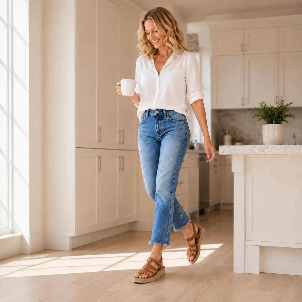 Soft Stretch Distressed Cropped Jeans for Women