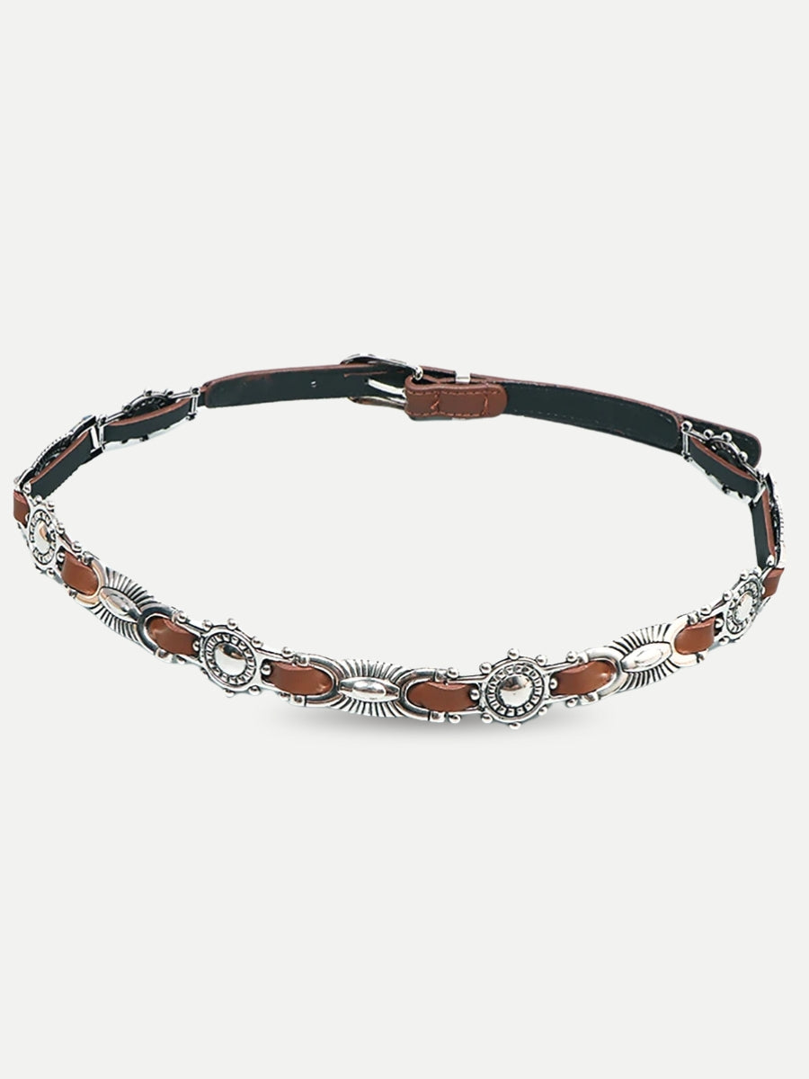 Metal Faux Leather Tiny Belt