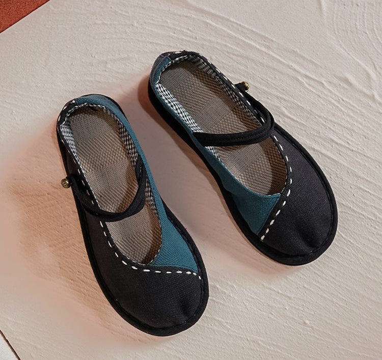 Comfortable Contrast Color Flat Cloth Casual Shoes for Women