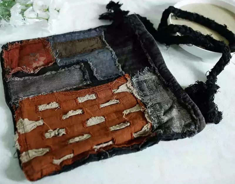 Babakud Women Vintage Linen Patchwork Design Shoulder Bag