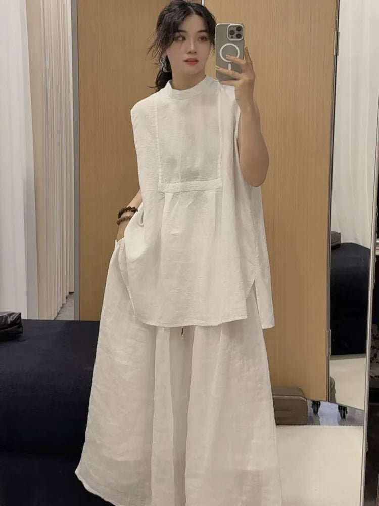 Summer Vintage Linen Sleeveless Loose Versatile Pullover