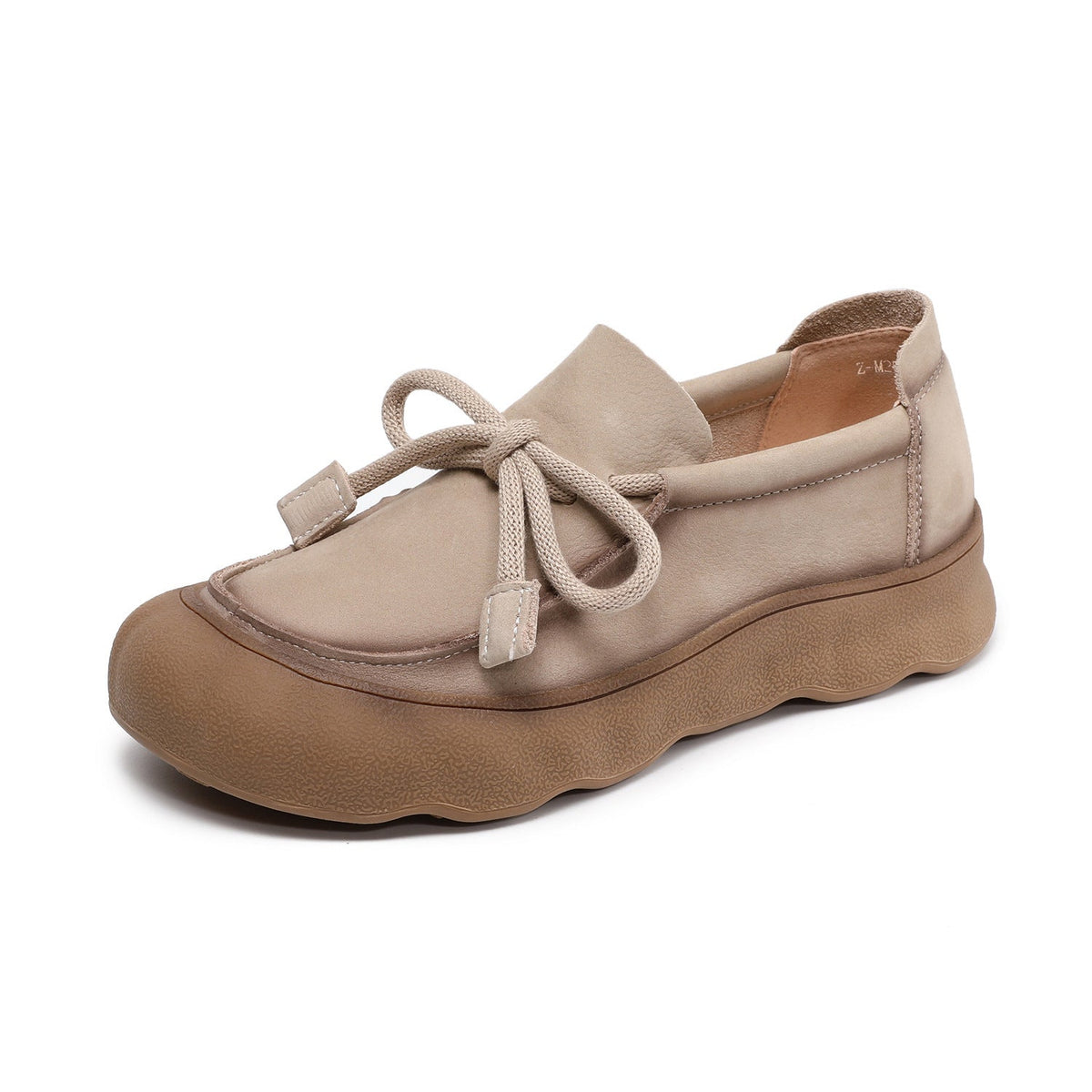 Retro Top Leather Round Toe Platform Lace-Up Slip-On Shoes