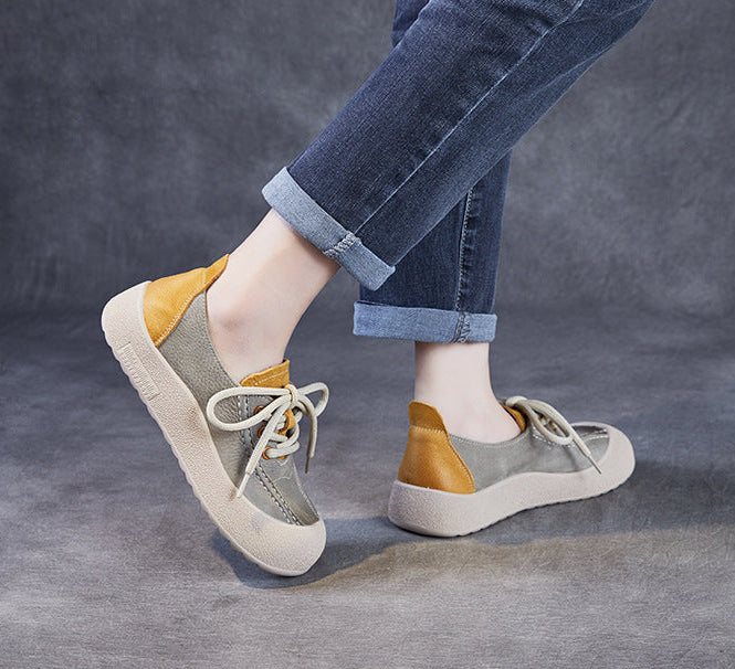 Stylish Soft Sole Color Block Lace-Up Casual Shoes for Women