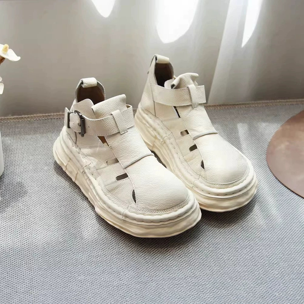 Summer Sports Leather Cut Out Casual Platform High-Top Shoes