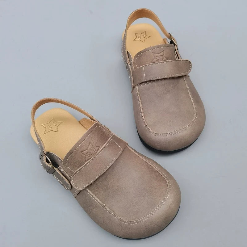Summer Genuine Leather Plus Size Wide Toe Comfortable Shoes