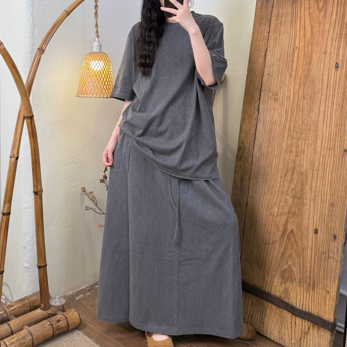 Babakud Summer Women Cotton Casual Soft Loose Skirt