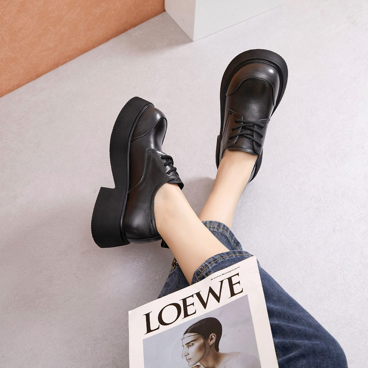 Babakud Retro Leather Elegant Platform Loafer Shoes