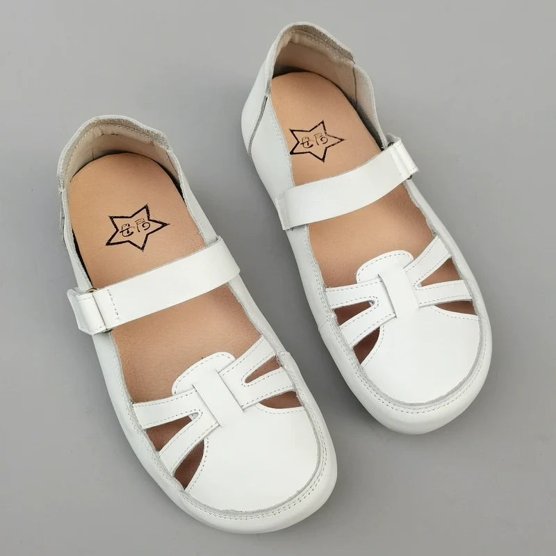 Retro Summer Genuine Leather Breathable One Straped Shoes