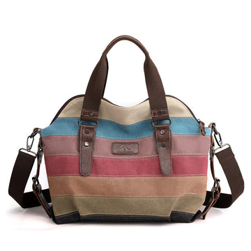 Fashion Striped Large Capacity Canvas Crossbody Shoulder Bag