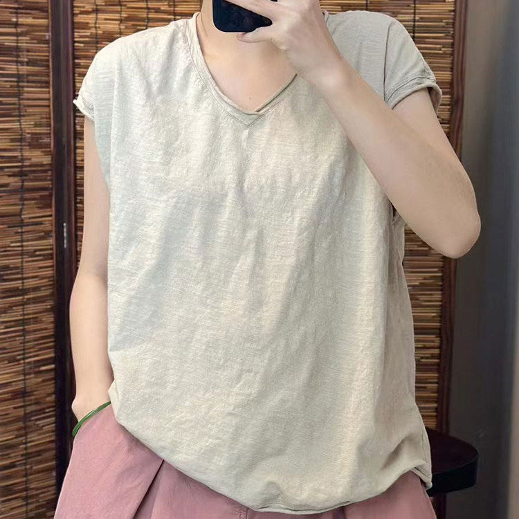Babakud Women Summer Cotton Casual V- Neck T-Shirt