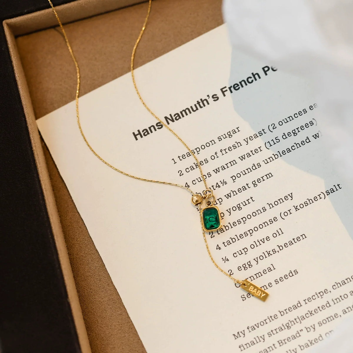 Babakud Women Elegant Green Crystal Gold Necklace