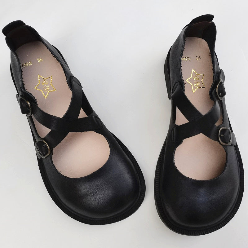 Babakud Women Spring Retro Leather Soft Sole Sandals