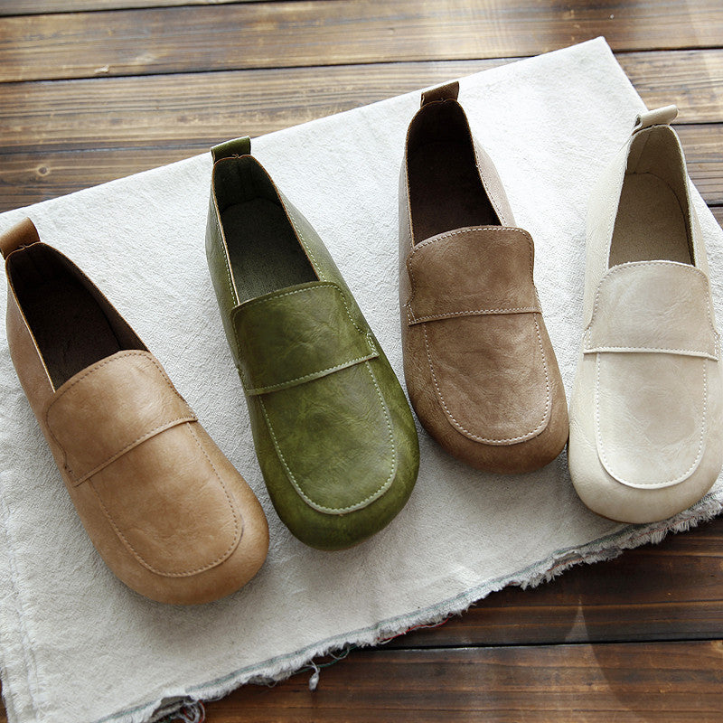 Babakud Women Spring Casual Leather Soft Sole Slip-On Shoes