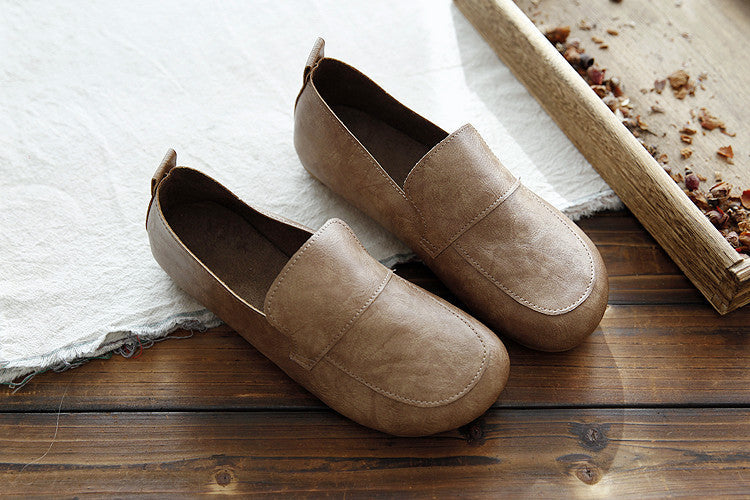 Babakud Women Spring Casual Leather Soft Sole Slip-On Shoes