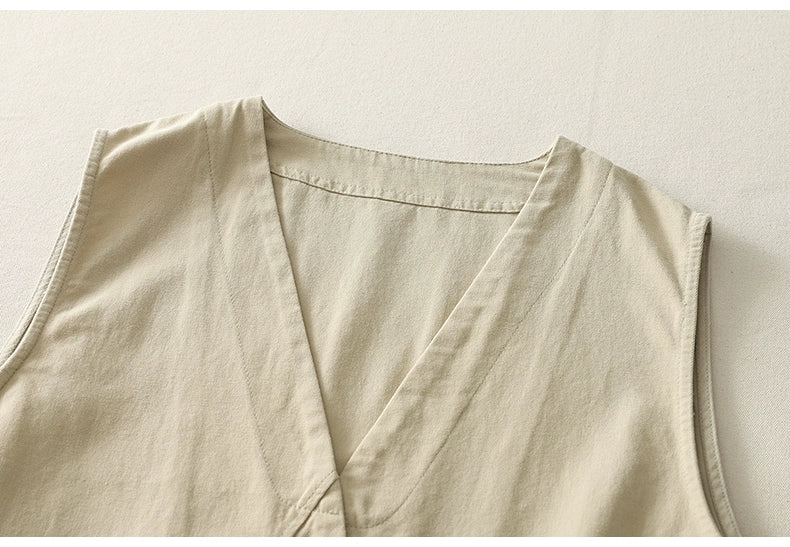 Autumn Casual Cotton Fashionable V-Neck Sleeveless Vest